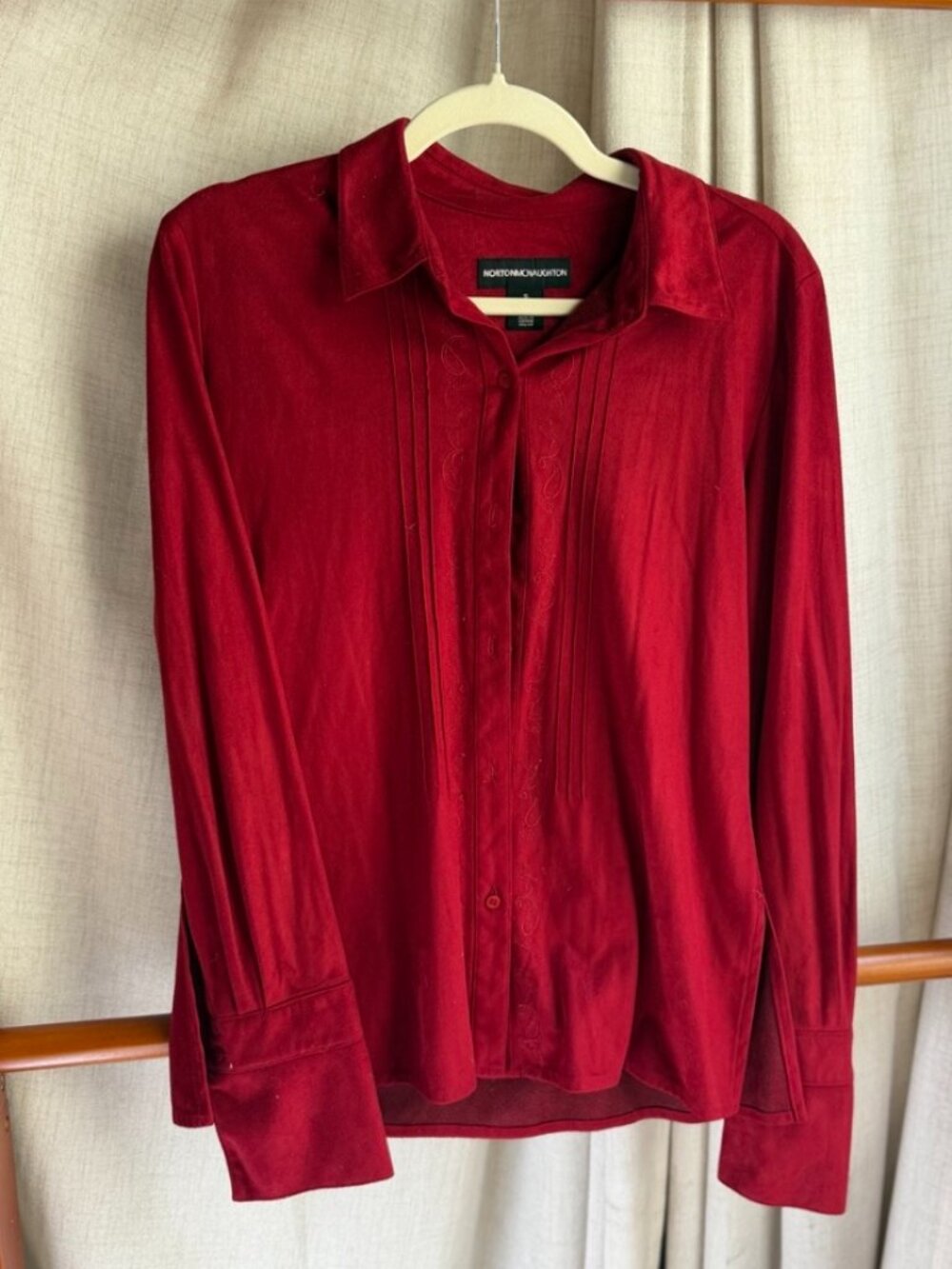 Vintage 2003 Norton McNaughton Red Paisley Blouse | S